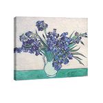 Wieco Art Irises Canvas Prints Wall Art Flowers by Van Gogh Famous Oil Paintings Reproduction Modern Stretched and Framed Floral Picture Giclee Artwork Ready to Hang for Bedroom Home Decoration