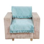 Fashion Throw FauXFur Sofa Cover, For Living Room, Sofa Slipcovers, Furniture Cover (Turquoise With Frill, 1 Seater + Back)