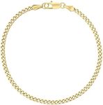 KRKC&CO Men’s Bracelets, Flat-Cut Cuban Link Bracelet 14K Gold Plated Stainless Steel 3mm, Anti-Tarnish Nickel-Free, Thin Gold Hand Bracelet for Men(3mm-14K Gold Plated, 8)