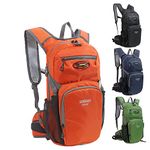 LEMUVLT Hiking Daypack Backpack 15L Capacity, Many Compartments,Lightweight & Durable - Ideal as Hydration Backpack for Hiking, Running, MTB Cycling - Bladder NOT Included (Orange)