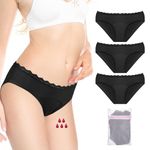Rovtop Period Pants, 3 Packs Period Pants for Girls/Women Soft and Breathable, Black Menstrual Underpants with a Laundry Bag, Period Knickers Girls Menstrual Briefs Leak-proof Period Underwear(Size S)