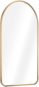 Navaris Arched Wall Mirror - Full Length Golden Arch Framed Mirror - Wall-Mounted Mirror with Gold Aluminum Alloy Frame - 43.3 x 19.7 in (110 x 50 cm)