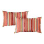 Greendale Home Fashions Outdoor 19x12-inch Rectangle Throw Pillow (Set of 2), Coral Stripe