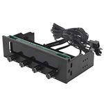 PWM Fan Controller 4 Channel, 5.25" LCD CPU Fan Speed Controller 3 Pin 4 Pin Support Temperature Alarm, Independent Turn Knob Control, PC Computer Cooling Fan Controller