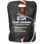 ELK Solar Heated Portable Shower Bag with Removable Hose - Ideal for Camping, Hiking, and Travel - 5 Gallon Capacity for Multiple Showers