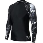 HUGE SPORTS Wildling Series UV Protection Quick Dry Compression Rash Guard for Men Shark L