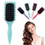 Curl Defining Brush New Curl Brush Premium Boar Bristle Curly Hair Brush for Perfectly Shaped and Defined Curls Detangling and Styling Hairbrush (Green)