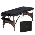 Master Massage Argo 28" Portable Massage Table with Walnut Legs Adjustable- Spa Bed for Tabletop Exercise & Massage- Beauty Tattoo Bed- Lash Table (Black, Standard)