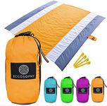 ECCOSOPHY Sandproof Beach Blanket - Oversized Sand Free Beach Mat 9'x10' - Lightweight Outdoor Picnic Blanket Anchored with 4 Corner Sand Pockets & Plastic Stakes - Heat Proof, Quick Drying & Compact