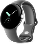 Google Pixel Watch, 41mm Polished Silver Case w/Charcoal Active Band, Android Smartwatch, Fitbit Activity, Fitness, Sleep, Heart Rate Tracking, LTE Support