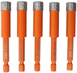 BGTEC Dry Diamond Drill Bits 5pcs 1/2 Inch 12mm with Quick Change Hex Shank for Granite Marble Porcelain Tile Ceramic