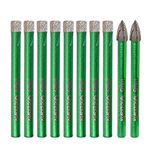 Dry Diamond Drill Bit Set - Diamond Tipped Hole Saw Bit for Porcelain Tile Ceramic Marble Granite Stone,1/4" 8pcs Diamond Core Drill Bit Kit+ 2pcs Positioning Drill Bits Round Shank Fixed on Drills