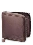 Teakwood Genuine Leather RFID Protected Zip Around Wallet for Men(Wine)