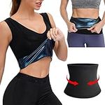 Tenorbass Sauna Sweat Waist Trainer for Women, Waist Trimmer Corset Weight Loss, Hot Shapers Stomach Wraps for Weight Loss, Fat Loss Exercise Fitness Waistband, Plus Size Black