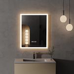 LUVODI LED Lightd Bathroom Mirror: 400x500mm Illuminated Dimmable Wall Mounted Vanity Mirror with Anti-Fog 3 Lighting Modes Memory Function Smart Switch Backlit Makeup Mirror