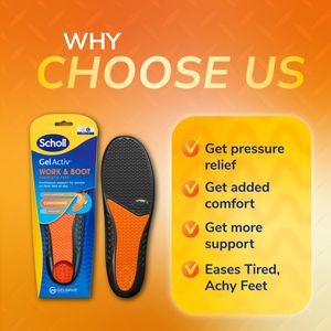 Scholl GelActiv Work Insoles for Men, Size 7-12 – Cushioned Support