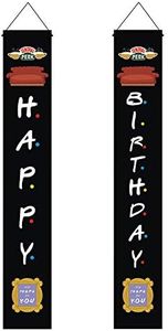 Friends Joyeux Anniversaire Porte Couplet Bannières Suspendues Sur Les Assistant Décoration de Fête Cinéma et télévision Thème Fournitures de Fête Bienvenue Porche Sign pour Intérieur Extérieur