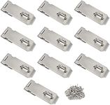 Pxyelec 6 Pack Padlock Hasp Latch 304 Stainless Steel Security Door Clasp Hasp Lock Latch Lock Safety Padlock Clasp with Screws for Furniture, Cabinet, Drawer, Cupboard and Closet,4 inch