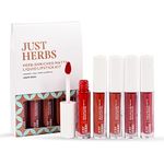Just Herbs Ayurvedic Liquid Lipstick Kit Set of 5 with Long Lasting, Hydrating & Lightweight Lip Colour, Full Size - Paraben & Silicon Free - 10 ml (Deeps & Reds)
