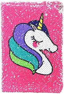 Exerz A5 Cuaderno de Lentejuelas Reversible/Diario de Sirena/Bloc De Notas Mágico/Diario Mágico para Niños - Para Oficina/Escuela/Regalos/Colorido De Moda - En Unicornio/Plata
