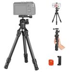 NEEWER TP09 Carbon Fiber Mini Tripod, 20" Desktop Tripod with 360° Ball Head, Phone Holder & Remote, Lightweight Compact Travel Tabletop Tripod for DSLR Camera Video Camcorder, Phone, Max Load 11lb