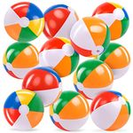 JOYIN Rainbow Beach Balls(12 Pack), 30 cm Inflatable Swimming Pool Toys for Summer Water Games Kids Birthday Party Supplies Combo Set Include Inflatable Beach Balls