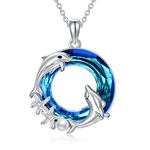 Dolphin Necklace Sterling Silver Crystal Dolphin Pendant Jewellery Gifts for Women