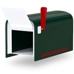 Mailbox - Duraline for Outside Post Mount - Heavy Duty Modern Mailbox with Reflective Strip and 2-Way Flag – Large Capacity Vandal-Proof Plastic Mailbox – Easy Post Mounting – Modern Colors