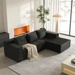 ANONER 103" Cloud Sectional Couch with L-Shape Chaise, Modern Minimalist Modular Sofa with Deep Seat, Free Combination Cloud Couches for Living Room Apartment, No Assembly Required, Dark Grey