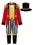 ReliBeauty Circus Ringmaster Costume for Kids 2 Pieces Set with Hat, 12/140 Red