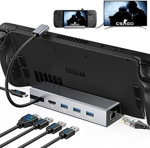 Benazcap 7-in-1 Aluminum Docking Station for Steam Deck OLED 2023/Steam Deck 2021, 4K@60Hz HDMI 2.0, Gigabit Ethernet Port, 3 x USB A 3.0 5Gbps Data Ports, 100W Power Delivery