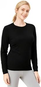 gyprprer Women’s 100% Merino Wool Base Layer Long Sleeve Top, Soft 15.5 Micron Thermal Shirt, Breathable Lightweight Warm Layer for Hiking, Running, Camping & Everyday Wear BlackXL