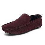 LOUIS STITCH Men's Red Berry Italian Suede Leather Driving Loafer Moccasins Casual Loafers for men (Size- 9 UK) (ITSUPRW)