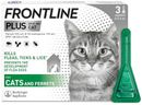 FRONTLINE Plus Flea & Tick Treatment for Cats and Ferrets - 3 Pipettes