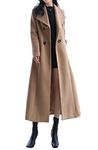 Women's Charming Long Wool Trench Coat Winter Double Breasted Classic Warm Thick Jacket, Camel Long- Style 2, 12