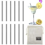 12 Pack 4.7 Inch Extra Short Metal Cocktails Straws, Stainless Steel Smoothie Drinking Straws with Cleaning Brush for Coffee Mugs, Small Glasses or Cups