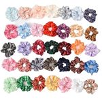 Silky Satin Scrunchies Ponytail Holders for Girls, Women Anti-Hair-Breakage, Hair Ties, GIant Scrunchies Classic Shades Scrunchie (Pack of-12)