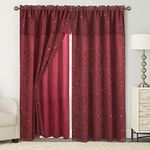 Elegant Comfort Luxury Curtain/Window Panel Set with Attached Valance and Backing 54" X 84 inch (Set of 2), Burgundy