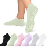 6 Pairs Pilates Socks Grip Socks for Women-Non-Slip Yoga Socks for Ballet Dance Barefoot Workout Pregnant Crew Socks