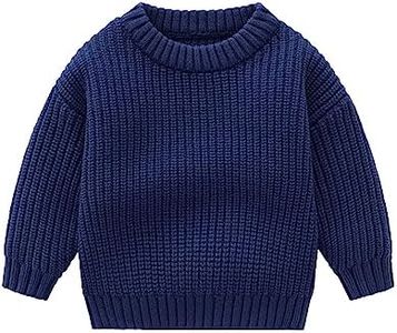 Kids Chunky Knit Jumpers 2-3 Years Dark Blue Toddler Long Sleeve Crew Neck Solid Knit Sweater Winter Clothes for Girls and Boys Baby Tops Clothes Sweater Boys Large