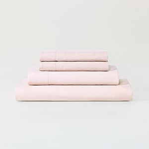 Sijo Stone Washed French Linen Bed Sheet Set 3 Piece or 4 Piece, 2 Pillowcases, 1 Fitted Sheet, and 1 Optional Flat Sheet (Full, Queen, King, Cal King)