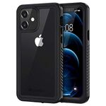 Lanhiem for iPhone 12 Case, IP68 Waterproof Dustproof Shockproof Cases with Built-in Screen Protector, Full Body Sealed Protective Front and Back Cover for iPhone 12-6.1 inch (Black)