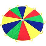 Everfunny Play Parachute, 12 Foot for Kids with 12 Handles Play Parachute for 8 12 Kids Tent Cooperative Games Birthday Gift