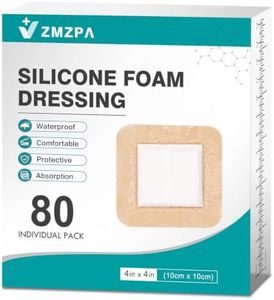 80Pcs Silicone Foam Dressing 4x4 Gentle Border, Waterproof Silicone Bandages for Wounds Care, Bed Sore Patches, Super Absorbent Wound Dressing, Self Adhesive Pressure Sore Pads