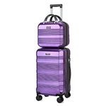 GigabitBest 2PCS Luggage Set, 20" Carry-On Luggage & 14" Cosmetic Bag, Lightweight ABS+PC Carrying Case with TSA Lock, Rigid Suitcase with Swivel Wheels