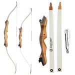 SHARROW 10-20lbs Archery Children Recurve Bow and Arrow Set 48" 54" Youth Practice Training Bow Wooden Riser with 6pcs Safe Suction Cup Arrows for Kids Gift(Bow, 48inch 18lbs)