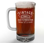 Vintage 2005 Etched 16oz Glass Beer Mug Stein – Happy 19th Birthday Gifts Him Her, Decorations Men Women Guy, Turning 19 Year Old, Bday Party Favors Supplies, Finally 19 Best Gift Idea Son 1.0