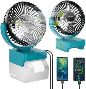 Uniqwamo Portable Rechargeable Fan for Makita 18V BL1860 BL1850 Lithium-Ion Battery, Jobsite Battery Operated Fan with 3 Speeds Control，USB +Type C