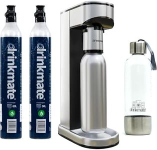 Drinkmate LUX Stainless Steel Sparkling Beverage Maker - Sparkling Water/Soda Streaming Machine That Carbonates Any Drink - Includes 2 CO2 Cylinders, 1 Carbonation Bottle, 1 Fizz Infuser