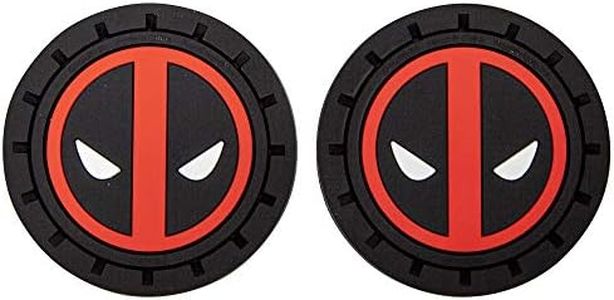 Plasticolor 001965R01 Marvel Comics Deadpool Auto Car Truck SUV Cup Holder Coaster 2-Pack